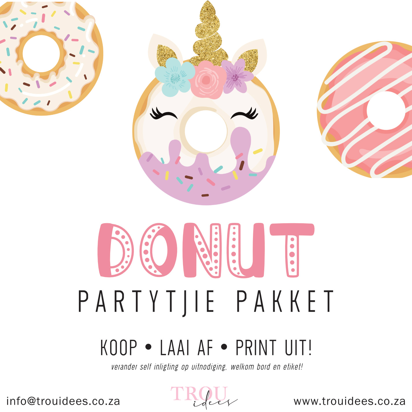 Donut (Girl) Children's Party Stationery